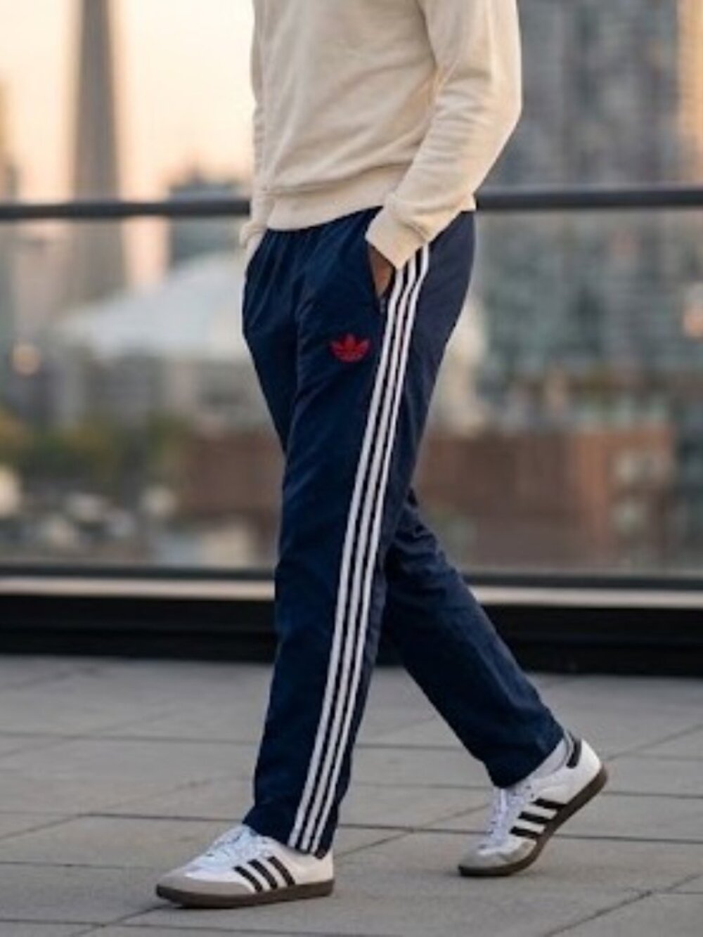 Vintage Y2K Adidas Navy Blue 3-Stripes Track Pants Windbreaker Mens XL/XXL690347